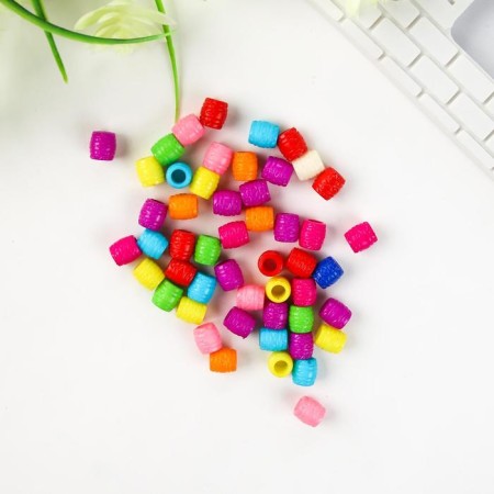 Beads for creativity plastic "ribbed" color set 80 pcs 1x1 cm