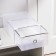 Box for storing a retractable share, 31 × 20 × 11 cm, white color