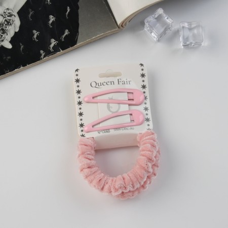 Hair set "Gloria Tenderness" (2 gum 5.5 cm, 2 invisibility 5 cm) pink