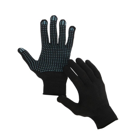 Garden gloves, x/b, knitting grade 10, 5 threads, size 9, with PVC dots, black-2