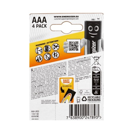 Battery Alkalin Energizer Alkaline Power, AAA, LR03-4BL, 1.5V, blister, 4 pcs.-1