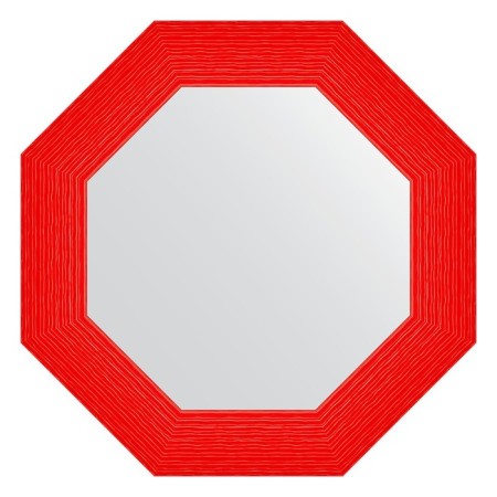 Mirror in the baguette frame, red wave 89 mm, 61x61 cm