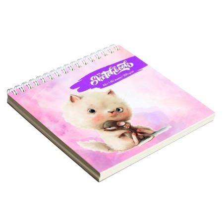 A6+ 40 sketchbook "kitten and mouse", cardboard cover, hard substrate, matte lamination, selective varnish, block 100 g/m2-1
