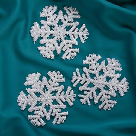 Christmas tree decoration "Taustic snowflake" (set 3 pcs) D-12 cm, silver-1