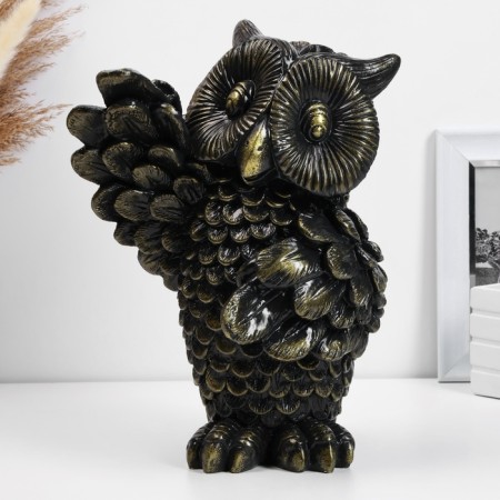 The piggy bank "Svicle owl" Black-Zoloto, 30cm