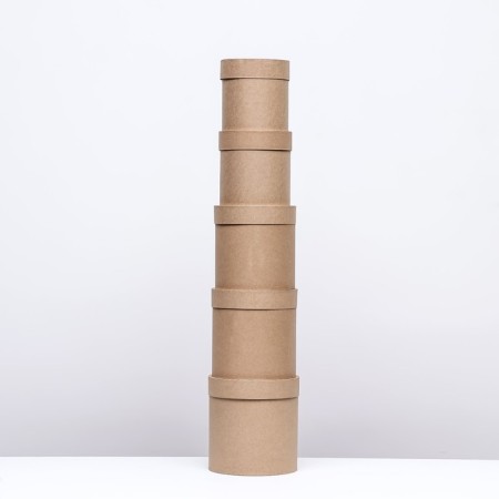Set of round boxes 5 in 1 "plain craft", 20 x 20 - 14 x 14 cm-2