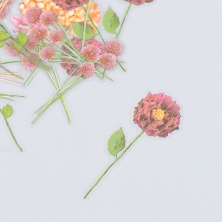 Set of stickers "Flowers. Fasty pink" 30 pcs 8.5x11 cm-1