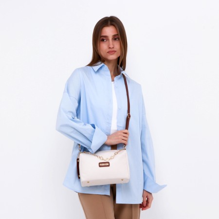 Bag Cross-Bodi with a zipper, white color-7