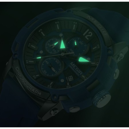 Men's watch, d-5.1 cm, with chronograph, 3 atm, luminous, black-1