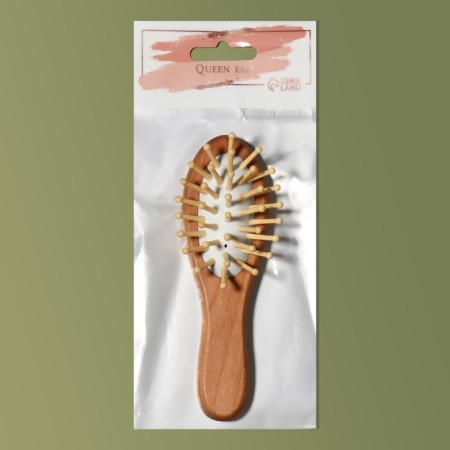 Comb-mini massage, wooden, 4 × 11.5 cm, color "light wood"-6