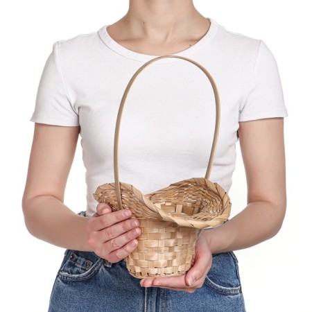 Wicker basket, bamboo, natural color, (hat with bend)-3