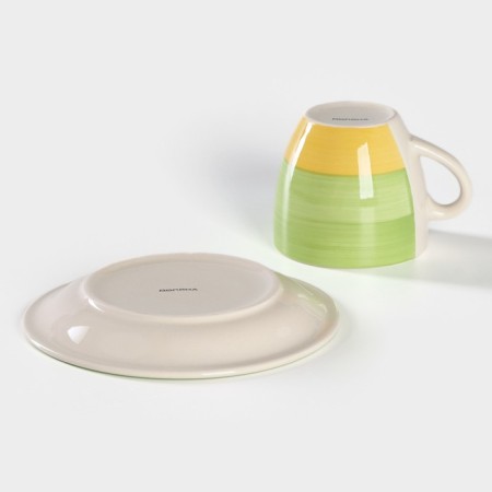 Tea couple ceramic shares "sunflower", 2 items: a cup 200 ml, a saucer d = 14.5 cm, green color-3