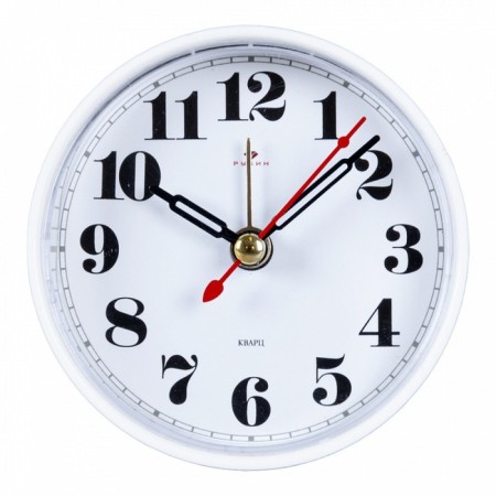 Clock - desktop's alarm clock, discrete move, 8 x 8 cm, white
