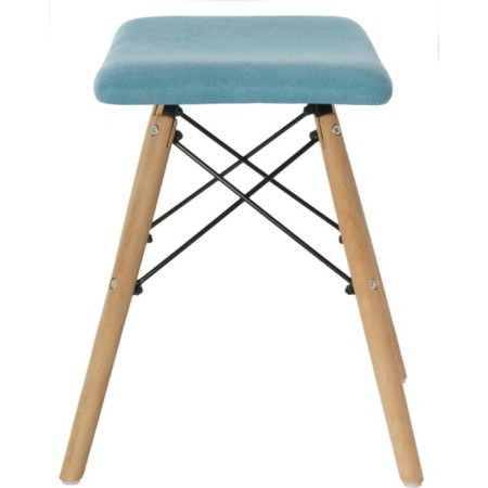 Stool Ben array of beech/metal/fabric, natural/blue 41x39x44 cm-2