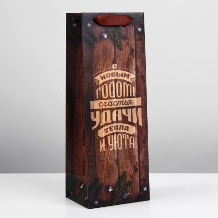 Package for the bottle "Happiness and good luck", 13 x 36 x 10 cm, New Year