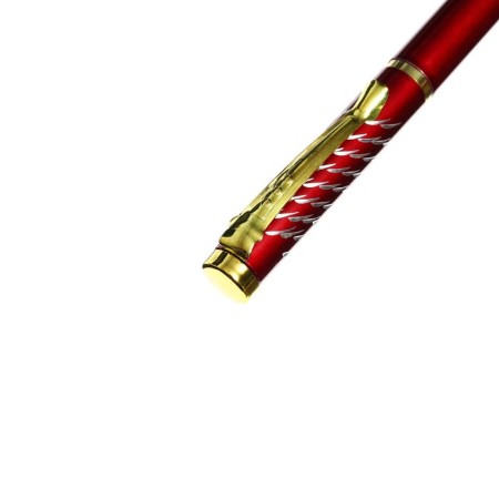 Gift handle, ballpoint, in a plastic case, rotary, "Francis", burgundy with golden inserts-2