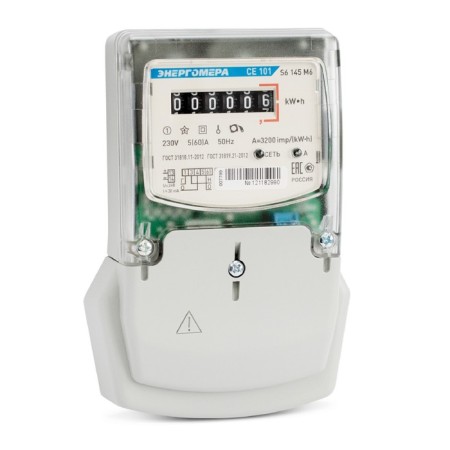 Counter CE 101 S6 145 m6, 1F, 5-60 A, 1st accuracy class, single-tariff