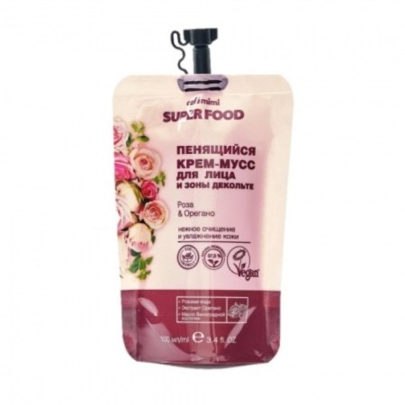 Cream-moss for the face and neckline of Café Mimi "Rose & Oregano", foaming, 100 ml