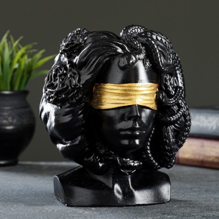 Kashpo - organizer "Gorgon Medusa" Black with gold, 13x16x11cm
