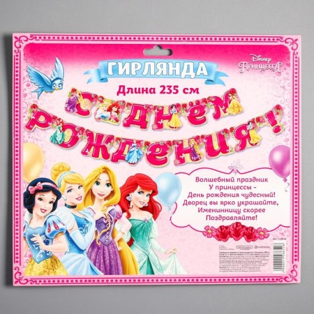Garland on the eyelets "Happy Birthday!", Length 219 cm, princesses-4