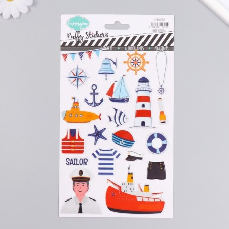 Plastic sticker "Sailor/Cosmonaut" with sparkles mix 14x25 cm-1