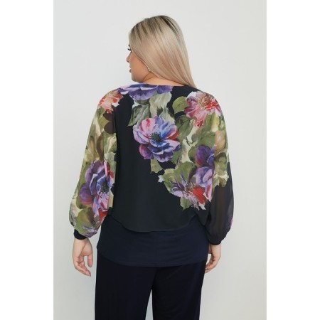 Female blouse, size 62, dark blue color-3