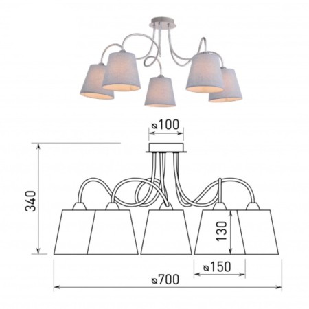 Chandelier Evelyn 2060-305 5he14 40wt-2