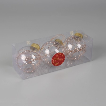 Set of balls plastic D-8 cm, 3 pcs "gotto" gold gold-1