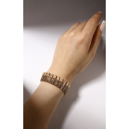 Bracelet with rhinestones "Illusion" drops, white color in gold-5