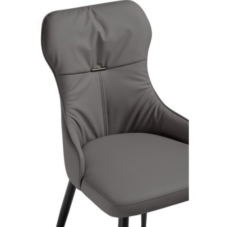 Stool on a metal frame Neli Metal/Eco -leather, Black/Gray 48x61x90 cm-4