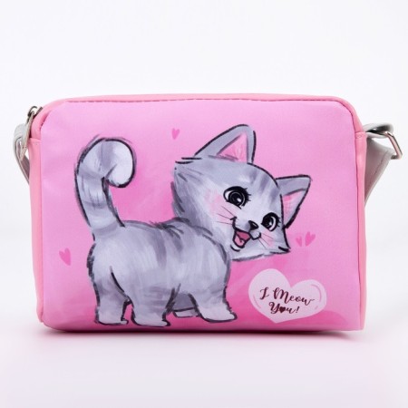 Children's bag for a girl "kitten" from eco-leather, on a strap, 15x12x3 cm-1