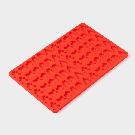 Form for marmalade Dolyan "New Year's mood", silicone, 72 cells, 29 × 18 × 0.6 cm, red color-2