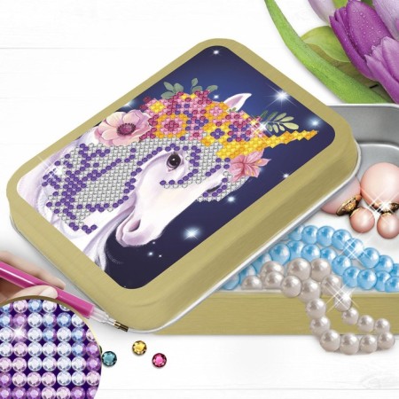 Diamond mosaic on a box with partial filling for children “Magic Unicorn”, 8.5 x 11 cm-2