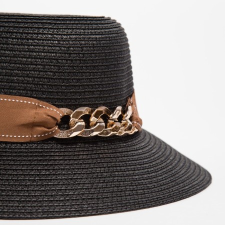 Women's hat with a chain minku Black color, rr 58-3