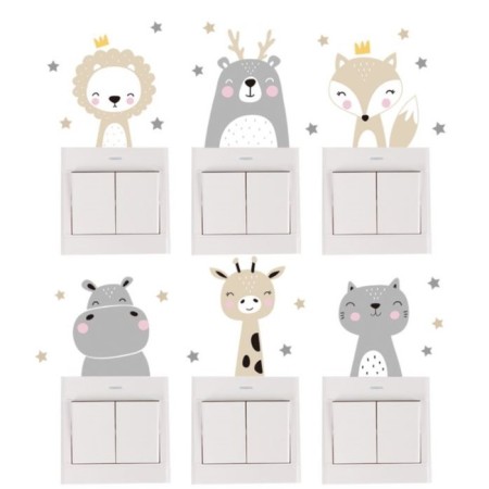 Sticker of plastic interior on the switch "animals" set of 6x10 cm sheets