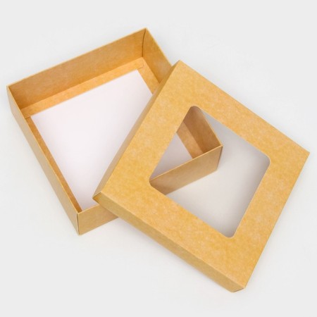 The box is folding, the lid is, with a window, craft, 15 x 15 x 5 cm-2