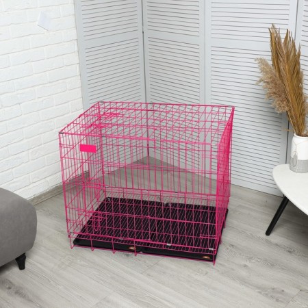 A cell with a hatch for dogs and cats, 85 x 60 x 70 cm, pink-3
