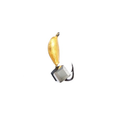 Mormyshka nymph gold, black strip + cube Granin silver, weight 0.6 g-1