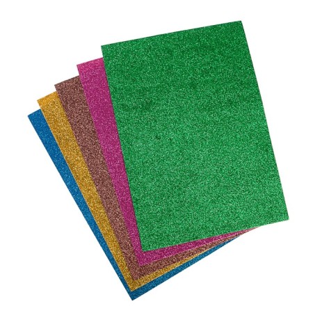 Foamiran color, A4, 2 mm set, Devente, 5 sheets x 5 colors, with sparkles-1