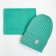 Kit (hat, snood) for a girl, mint color/unicorn, size 48-52