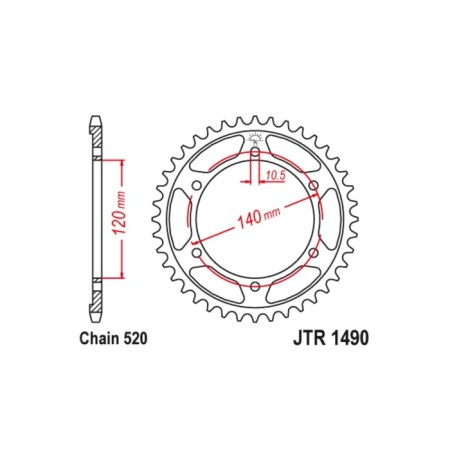 Leader star JT SPROCKETS JTR1490-45, chain 520, 45 teeth