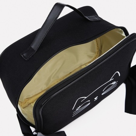 Cosmetic bag with a zipper, with a lining, black color-2