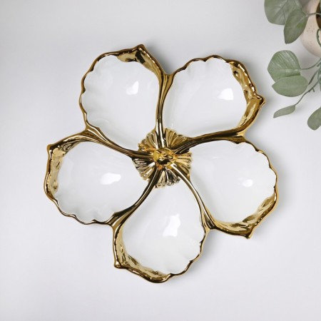 Menzhitsa ceramic 5 cells "Golden Deer", 31 × 31 × 4.5 cm, white color-2