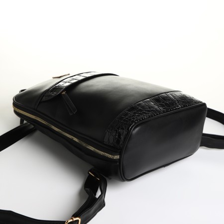 City backpack on a zipper, black color-2