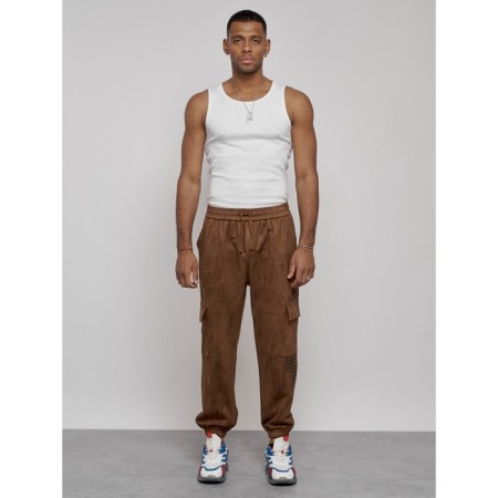 Joggers are sports male, size 50, brown color-3