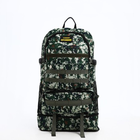Tourist backpack on a zipper, with an increase, 6 outer pockets, green color-5
