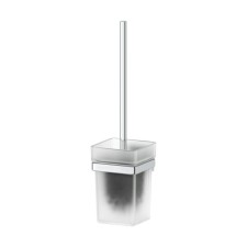 Holder with toilet ruff, matte glass, chrome