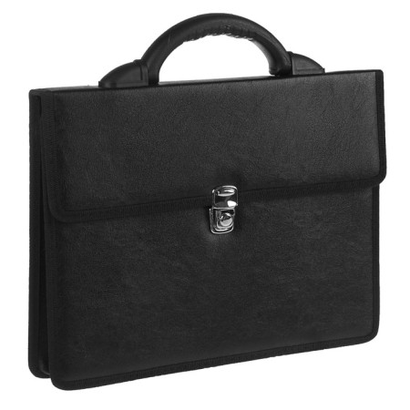 Business portfolio 340 x 260 x 80 mm, 2 compartments, artificial leather "Pryzits" black 4s11-1