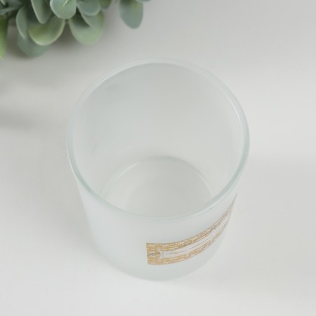 Bank for candles glass "Let dreams come true" 220 ml white, matte 7x7x8.4 cm-2
