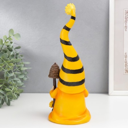 Polystone souvenir "Dwarf with a mushroom in a yellow striped cap" 25x11.5 cm-2